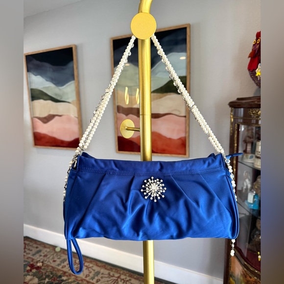 Vintage Maggie Sweet Blue Evening Shoulder Bag - Picture 1 of 11